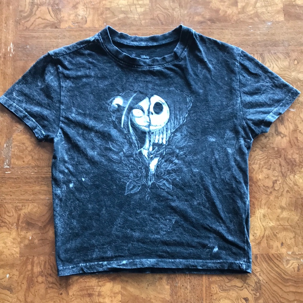 Nightmare Before Christmas Cropped Black Tee, Sally Size Small
